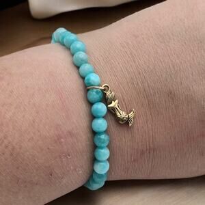 Vintage CFC Chavez for Charity Blue Stone Mermaid Stretch Bracelet